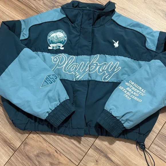 Playboy By PacSun Ski Puffer Jacket in Navy & Grey. Size M/L. - Picture 16 of 16